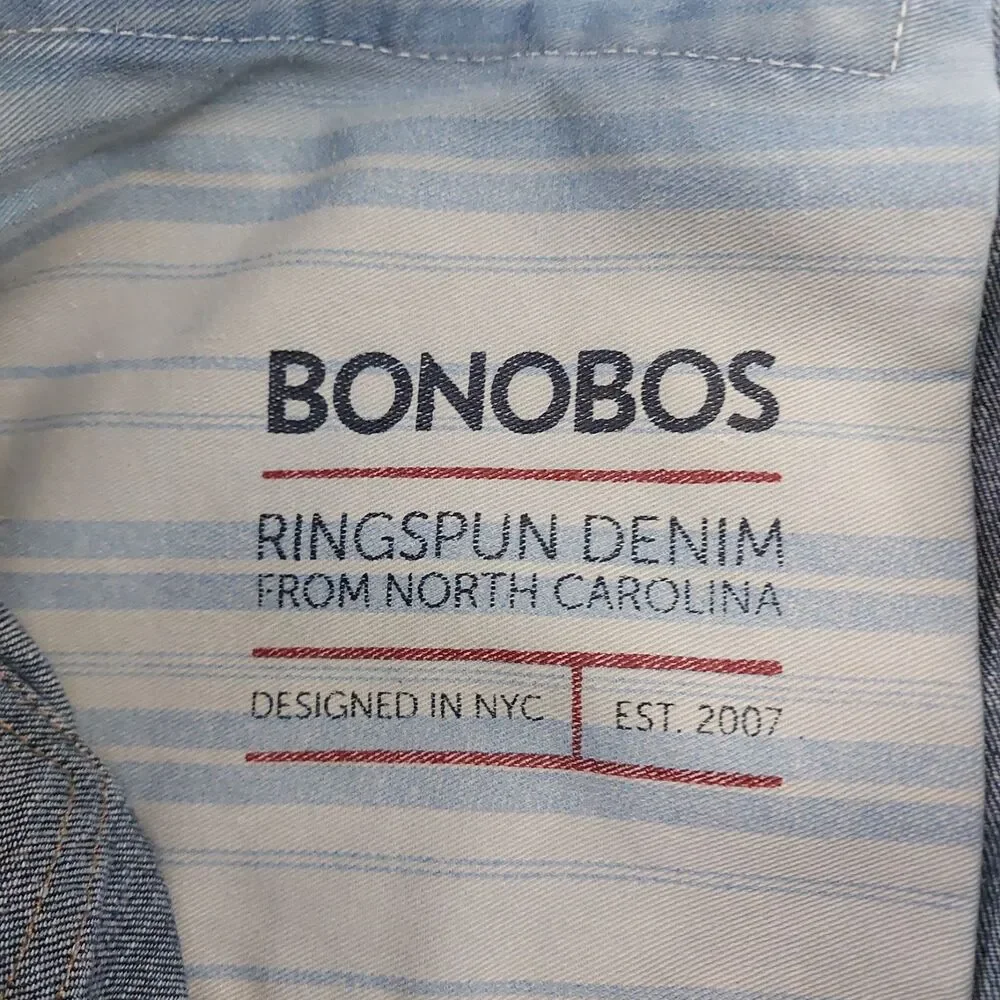 Bonobos Jeans Mens 38x32 Blue Slim Straight Durable Ringspun Denim Casual Work